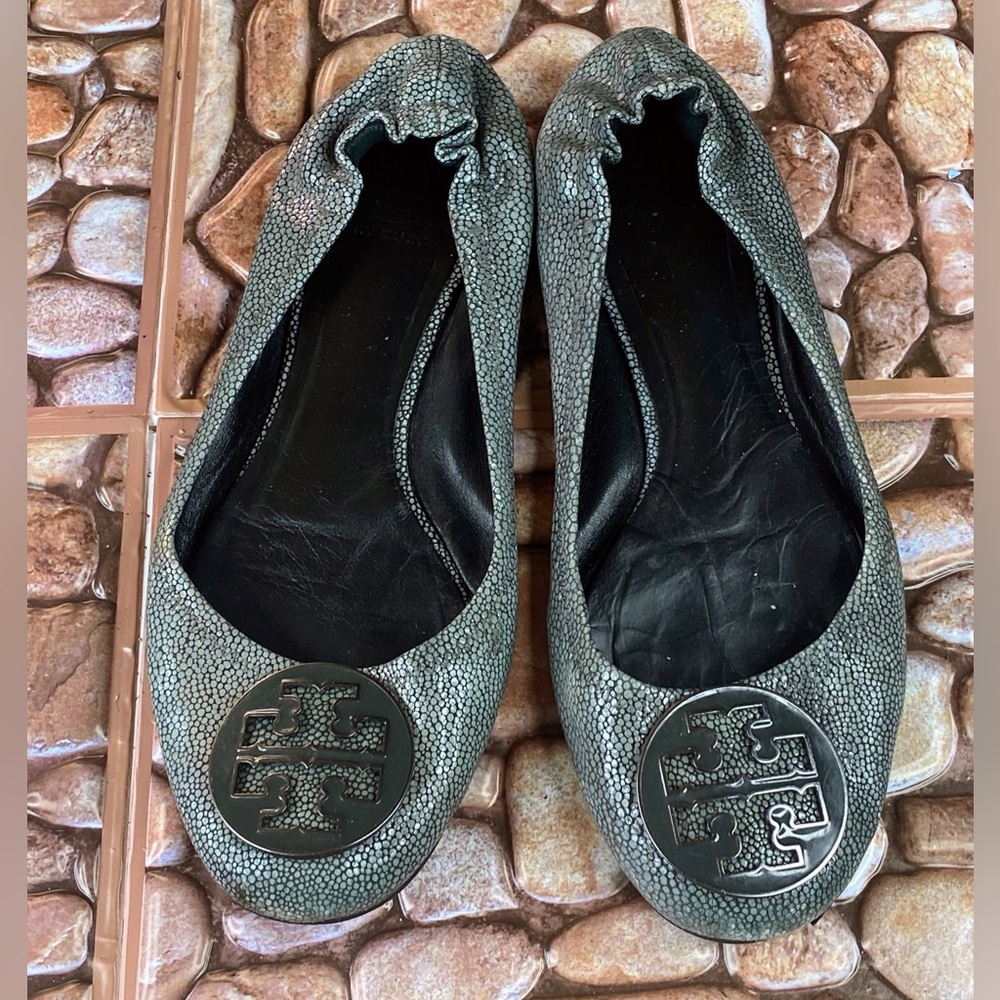 💳SOLD🛍 Tory Burch Reva Women’s Snakeskin Ballet Flats Shoes 9 M